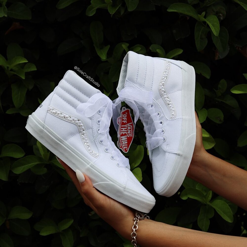 Wedding Sneakers for the Bride - Personalized Bridal Shoes - Vans Sk8-Hi Canvas - Picture 10 of 13